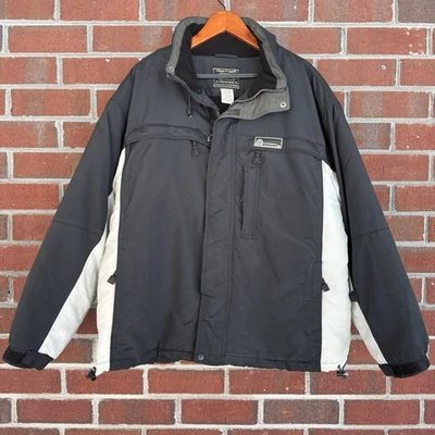 Abrigo de invierno para hombre Arizona Jean Co chaqueta de esquí capucha escondida negro gris talla XL   Foto 1 de 4