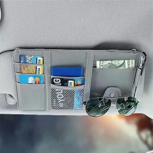 ​Multipurpose Car Visor Organizer ID Card Pocket Glasses Holder Grey - Bild 1 von 9