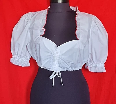 BLOUSE VINTAGE LANDHAUS OKTOBERFEST DIRNDL WOMEN CROP TOP :US 12/EU 40 - Image 1 of 4
