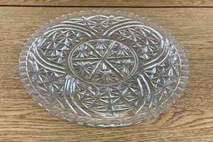 Vintage Anchor Hocking Stars And Bars Round Serving Platter 13" Clear Glass - Picture 1 of 3
