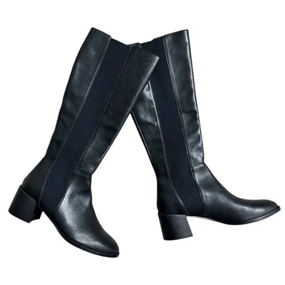 Bota Eileen Fisher Talla 9 Cuero Negro Destry y Tejido Elástico Reciclado Foto 1 de 4