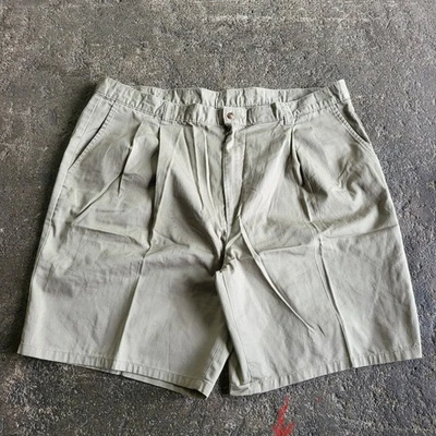 Pantalones Cortos Plisados Bill Blass De Colección Para Hombre 38 Beige Caqui Años 90 Chino 8" Etiqueta Vela 42 Foto 1 de 4