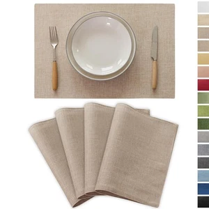 Linen Placemats Set of 4 Heat Resistant Cloth Placemats Table Place Mats Burl... - Picture 1 of 7