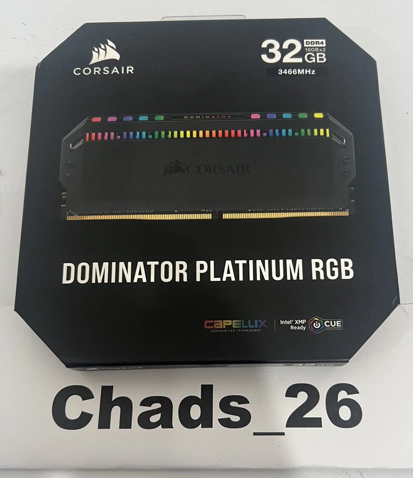 Corsair Dominator Platinum RGB 32GB 2x16GB DDR4 3466 PC4-27700 C16 1.35V - Black - Image 1 of 1