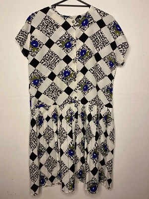 Vintage sheer floral pattern Polyester Dress with pleats & dressy buttons AU 16 — 第 1/3 张图片