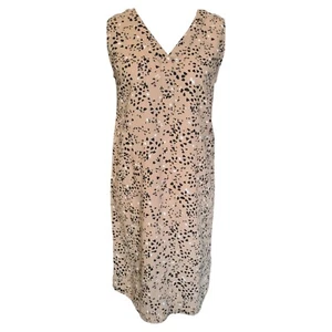 M&S Dress Camel Linen Blend Sleeveless V Neck Womens Size UK 10 Long - Picture 1 of 7