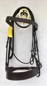 BRIDA DE CAZADOR DE CUERO DE CABALLO PESADO/DE TIRO SUPERIOR CON BILLETES Y RIENDAS - Imagen 1 de 1