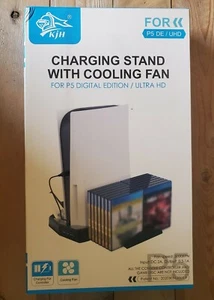 For PS5 DE/UHD Vertical Stand With Cooling Fan Charging Dock Station Game Rack - Picture 1 of 2