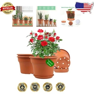 Durable 16-Inch Resin Planters with Drainage - Perfect for Indoor & Outdoor Use - Picture 1 of 9