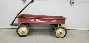 VINTAGE RADIO FLYER 90 RED WAGON, METAL, 34" x 15-1/2" x 4" - Picture 1 of 14