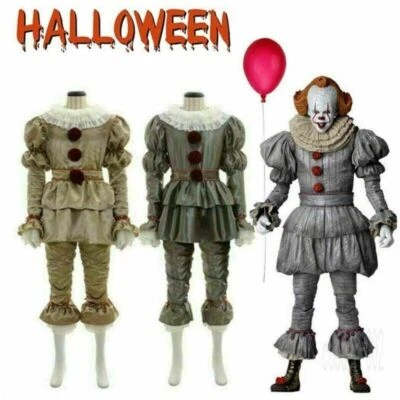 Halloween Payaso Juegos con disfraces Hombres Niños Traje Joker Stephen King's It Pennywise Disfraz Foto 1 de 4