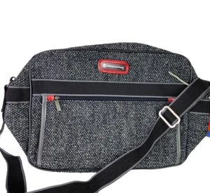 Bolso de viaje vintage American Flyer blanco y negro de tweed - Imagen 1 de 5