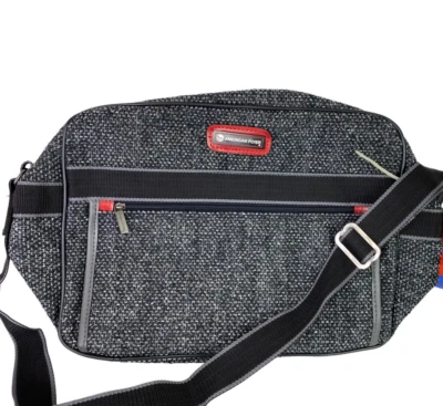 Vintage American Flyer Black & White Tweed Tote Travel Bag - Image 1 of 4