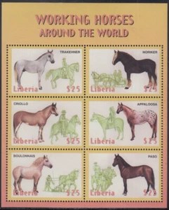 LIBERIA Sc# LIB013 MNH S/S de 6 DIFF CABALLOS DE TRABAJO. AÚN NO LISTADO en SCOTT - Imagen 1 de 1