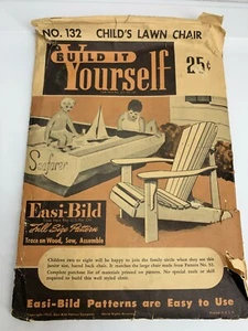 Easi-Bild Nr. 132 Full Size Holzbearbeitung Muster Kinder Rasen Stuhl 1953 Vintage - Bild 1 von 12