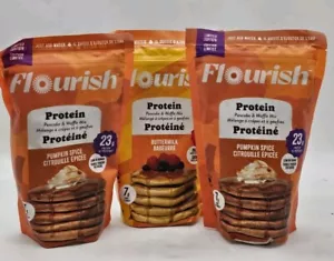 Flourish Protein Pancake Waffle Mix ButterMilk Fiber And 2 Pumpkin Spice 16 oz - Picture 1 of 8
