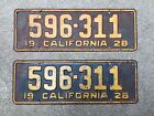 ( 2 ) - MATCHING PAIR - 1928 - CALIFORNIA - LICENSE PLATES