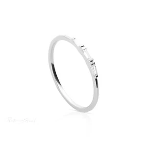Anillo delicado de diamantes de 0,15 quilates con baguette cónico natural de platino 950 - para regalar  - Imagen 1 de 6