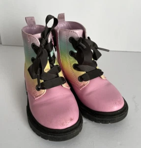 NEW Toddler Girls Cat & Jack Rainbow Zipper Lace-Up Combat Boots - Size 8 - Picture 1 of 10