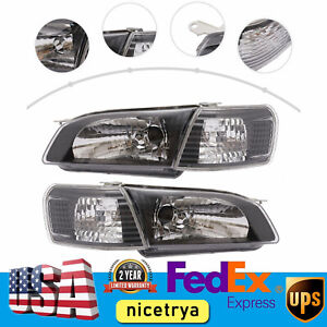 For Toyota Tercel 1995-1999 Pair Headlights Black Factory Style Left & Right 