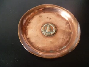 Rare 1960s Copper Pin Dish with 'Space City' 'Houston Texas' NASA Rocket Emblem - Picture 1 of 8