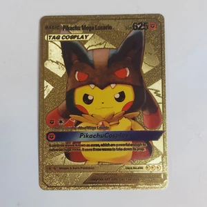 Pokemon Pikachu Mega Lucario Cosplay Gold Foil Card Single - Bild 1 von 2