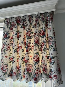 DESIGNER CABBAGES ROSES COUNTRY CHINTZ WOOL THERMAL BESPOKE INTERLINED CURTAINS - Picture 1 of 20
