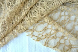 LACE NUDE FLESH TONE lace POINT d’ ESPIRT SILKY BI STRETCH MADE IN ITALY C113 - Picture 1 of 11