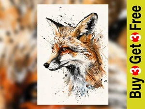 Expressive Fox Watercolor Portrait 5"x7" Print on Matte Paper | Wild Focus - Picture 1 of 18