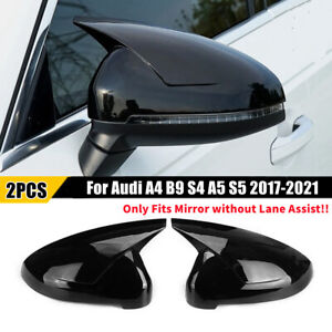 For Audi A4 B9 S4 A5 S5 2017-2021 Glossy Black Side Door Wing Mirror Cover Caps