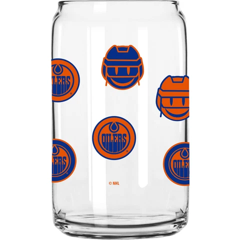 Edmonton Oilers 16oz. Smiley Can Glass Cover