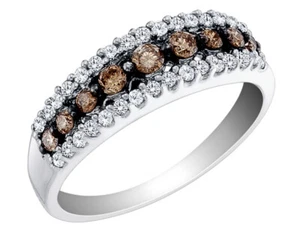 1/2 Carat (ctw) Champagne & White Diamond Ring 10K Gold - Picture 1 of 2