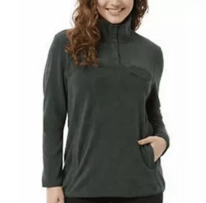 Sudadera Pullover Polar 32 Degree Heat Para Mujer S Botón a Presión Verde Albahaca Nueva con Etiquetas - Imagen 1 de 5