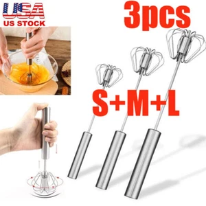 Semi-Automatic Egg Whisk Hand Push Egg Beater Stainless Steel Blender Mixer Whis - Picture 1 of 11