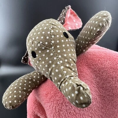 Trend Lab Elephant Plush Stuffed Animal Pink Brown Polka Dot Lovey Baby Toy Soft Foto 1 de 4