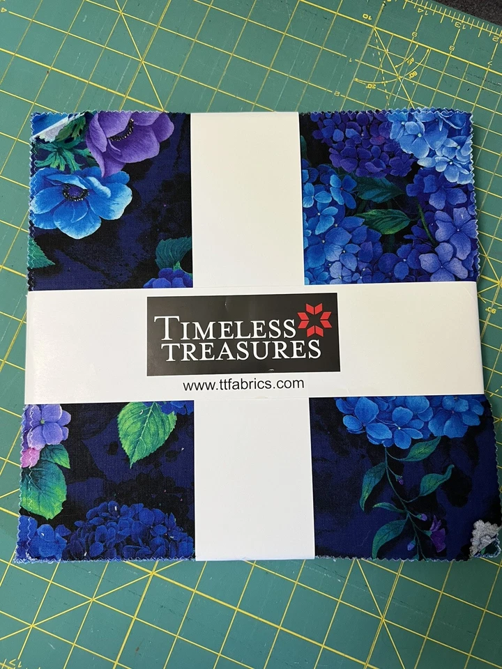 Timeless Treasures Misty Layer Cake Hydrangea Flowers Blue Purple - Image 1 of 1