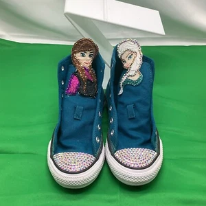Converse Chuck Taylor All Star Custom,Frozen,Blinged Hi Top Youth Shoes 365983F - Picture 1 of 7