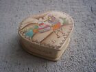 Hinged Heart-Shaped Painted Leather Jewelry Box - Village Flutist - Peru