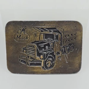 FIBBIA CINTURA ottone MACK Dump Truck vintage pesante - Foto 1 di 5
