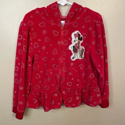Moletom com capuz vermelho Disney Minnie Mouse com zíper #DisneyInspired #Kidcore 6X - Imagem 1 de 2