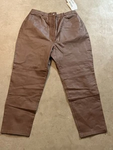 Pantalones Vintage Nuevos con Etiquetas Venezia Vitale Marrón 100% Cuero Talla Hombre’s 40-42 - Imagen 1 de 6