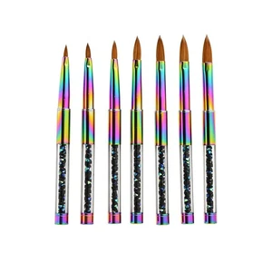 Kolinsky Acrylic Round Nail Brush With Cap Rainbow Crystal Handle Sable 2#-14# v - Picture 1 of 28