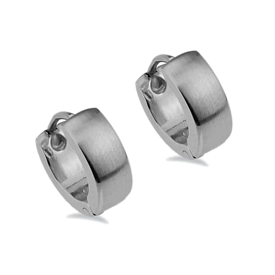 Pendientes de aro Huggie con cúpula mate de 10 mm de acero inoxidable quirúrgico 316L para hombre y mujer Foto 1 de 1