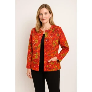 Chico’s Plus Size 3 XL Women’s Abstract Floral Jacket Cotton Blend - Picture 1 of 7