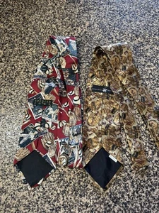2 Men’s Ties 1 Spencer & Lowe Blue Baseball Bat Glove Catch 1 Polo Baseball - Picture 1 of 11