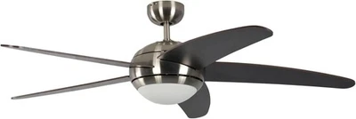 Pepeo Melton 52" Ceiling Fan with Light & Remote, Nickel, Brown Blades - Image 1 of 4
