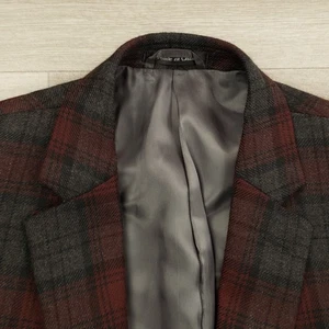 Lauren Ralph Lauren Tweed Blazer Herren 48R rot grau kariert zwei Knopf Doppelschlitz - Bild 1 von 16
