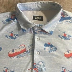 Waggle Lake Life Golf Performance Blue Polo Shirt Mens XL Polyester Stretch - Picture 1 of 9