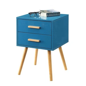 Modern Classic Mid-Century Style End Table Nightstand in Blue Finish - Picture 1 of 3