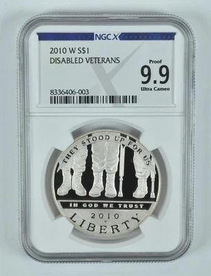2010-W Disabled Veterans Commemorative Silver Dollar Proof 9.9 UCAM NGC X - Image 1 of 4